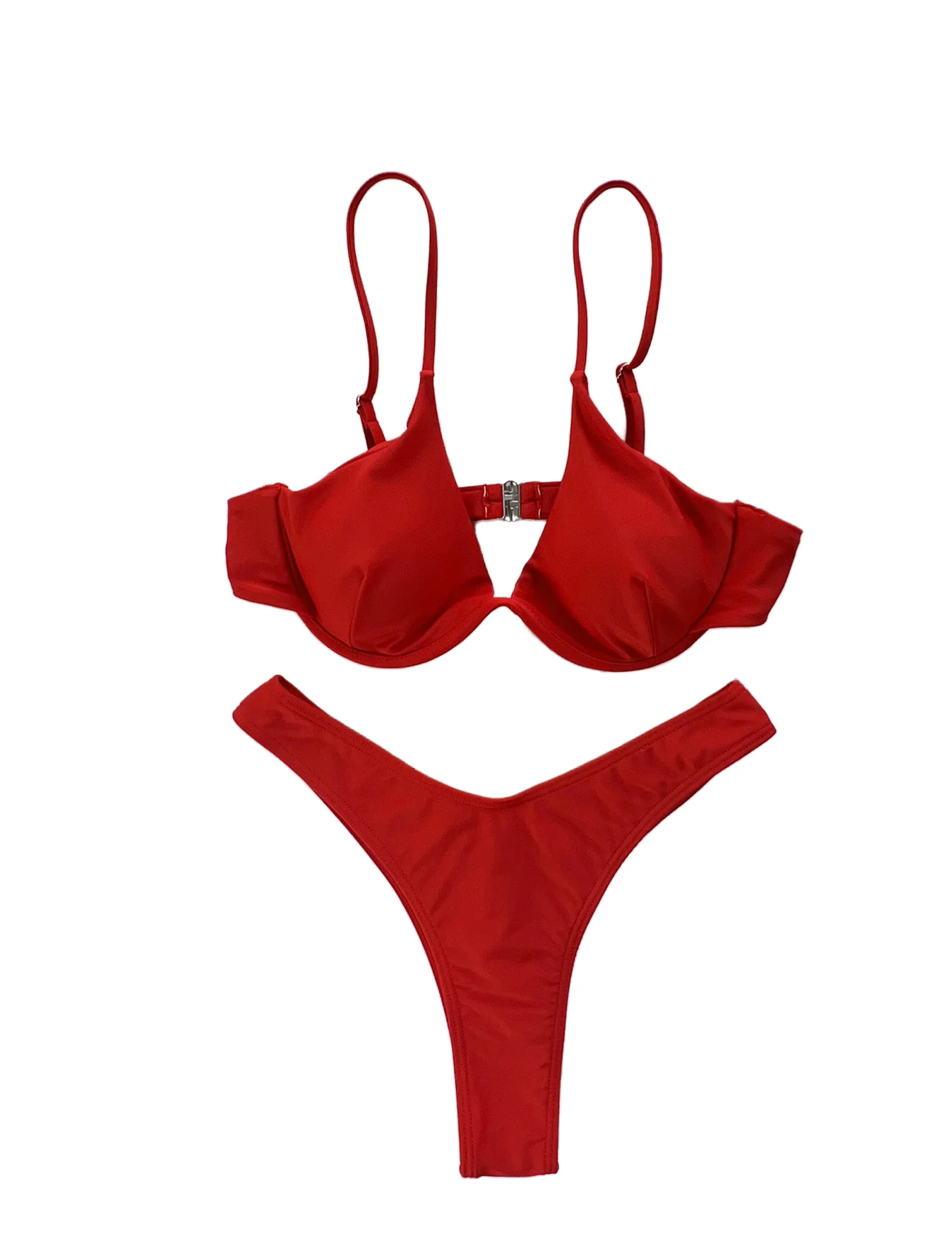 

Женский раздельный купальник-бикини с высокой посадкой, на бретельках, сексуальный, с косточками, бразильский, с вырезами, милый