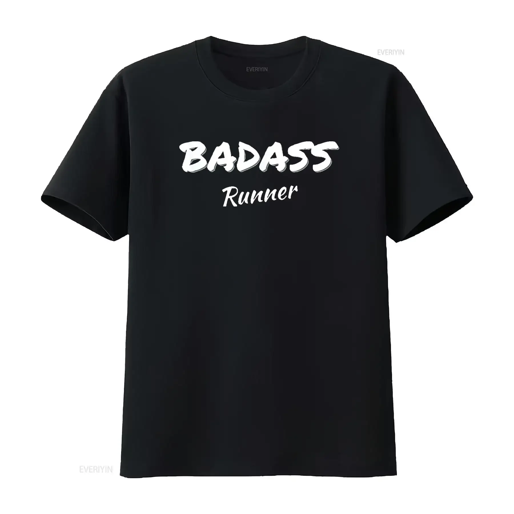 

Мужская одежда для бега Badass Runner Футболка черная X Большая винтажная стираная растянутая универсальная дизайнерская одежда с графическим рисунком