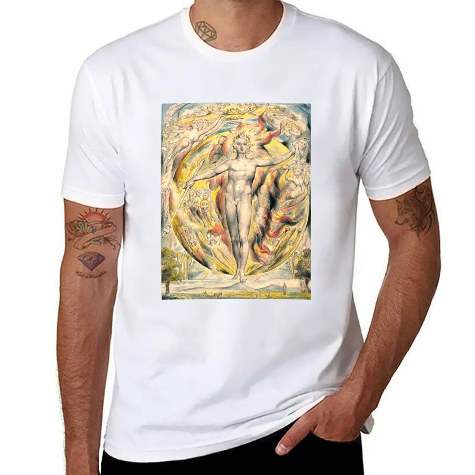 

HD The Sun at His Eastern Gate, by William Blake HIGH DEFINITION Original colors T-Shirt man t shirt heavy cotton T-Shirt