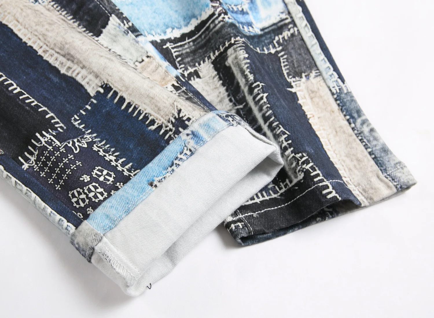 جديد 3D الطباعة الرقمية الجينز للرجال اليابانية الشارع الشهير خمر المرقعة مصمم الجينز Y2k تمتد منتصف الخصر جينز ضيق الذكور