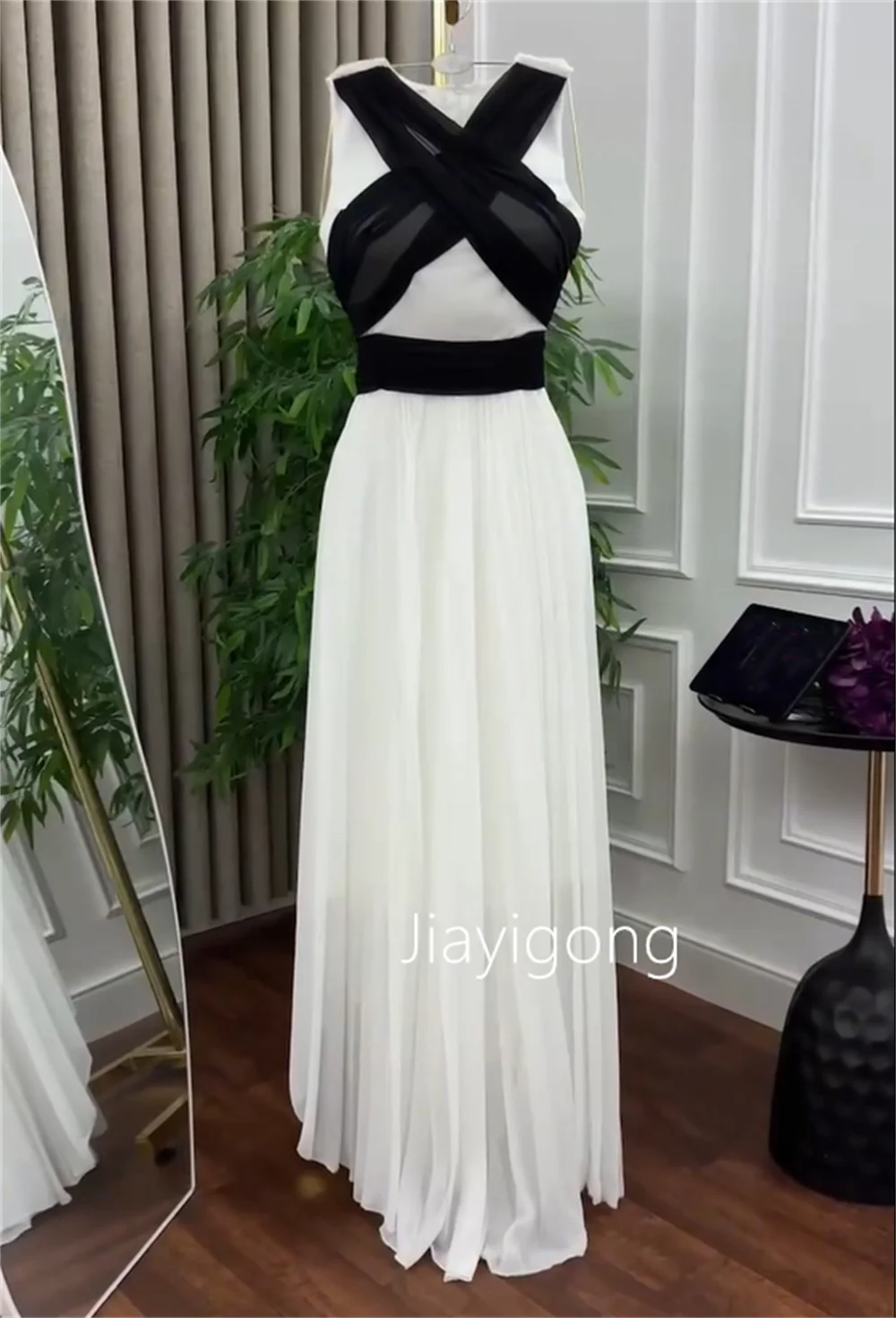 Customized Exquisite Chiffon Pleat A-line V-neck Long Dresses Bespoke Occasion Party Classic Chinese Style