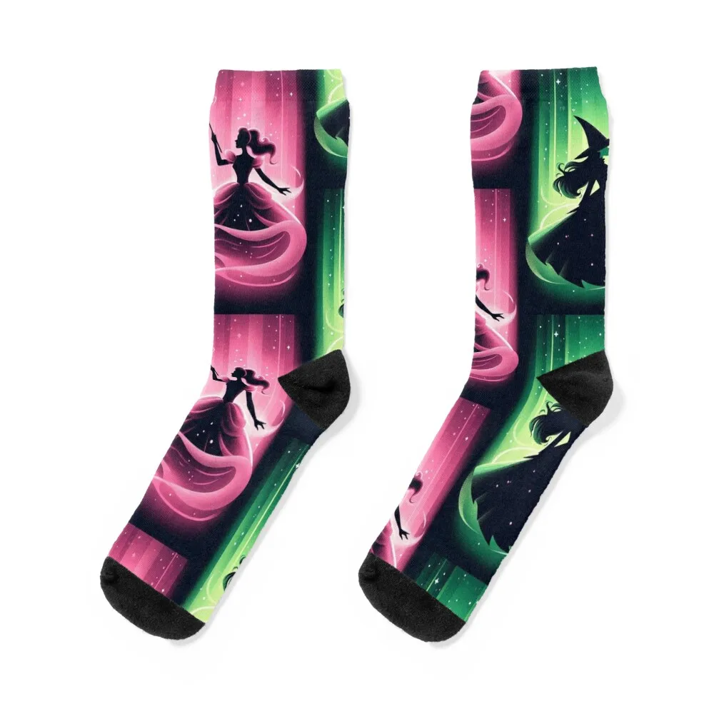 

Elphaba & Glinda Wicked the Musical Defying Gravity Socks Antiskid soccer gifts set Luxury Woman Socks Men's