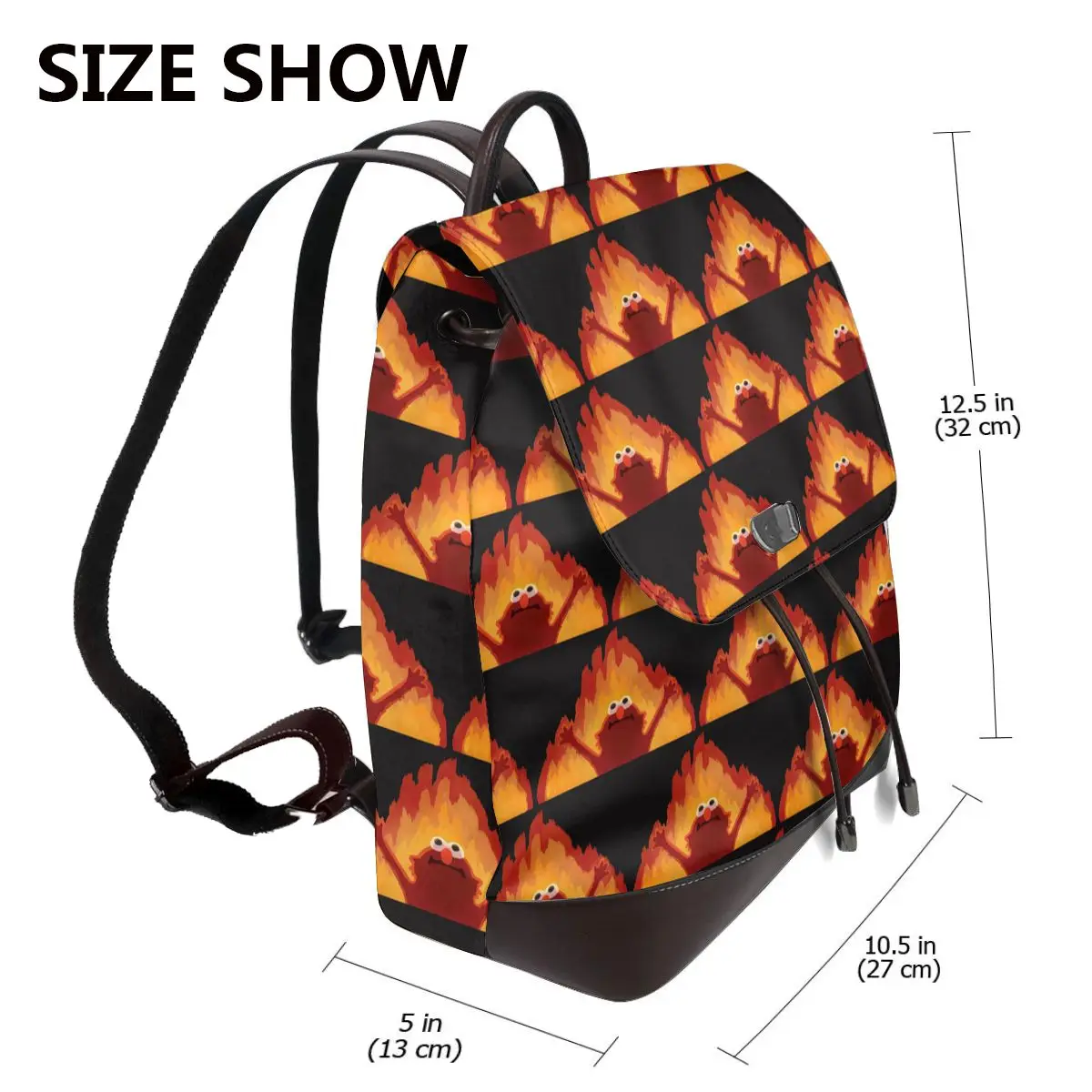 Hellmo Elmo On Fire Bookbag School Student Bags Hiking Travel Daypack for Women Fashion Derma Backpack