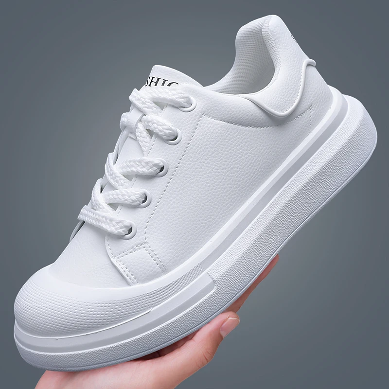 

Men's Shoes Retro Brown PU Leather Lightweight Platform Elastic Band Casual Sneakers Fashion Street Walking Shoes High Quality