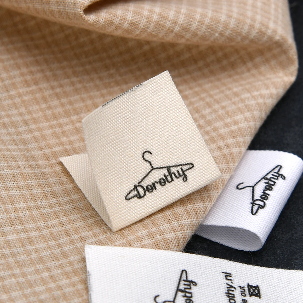 

25X50mm Plain Cloth，Custom Sewing label, Logo or Text - fold Tags, Personalized Brand , Printing Labels, Sew on Label