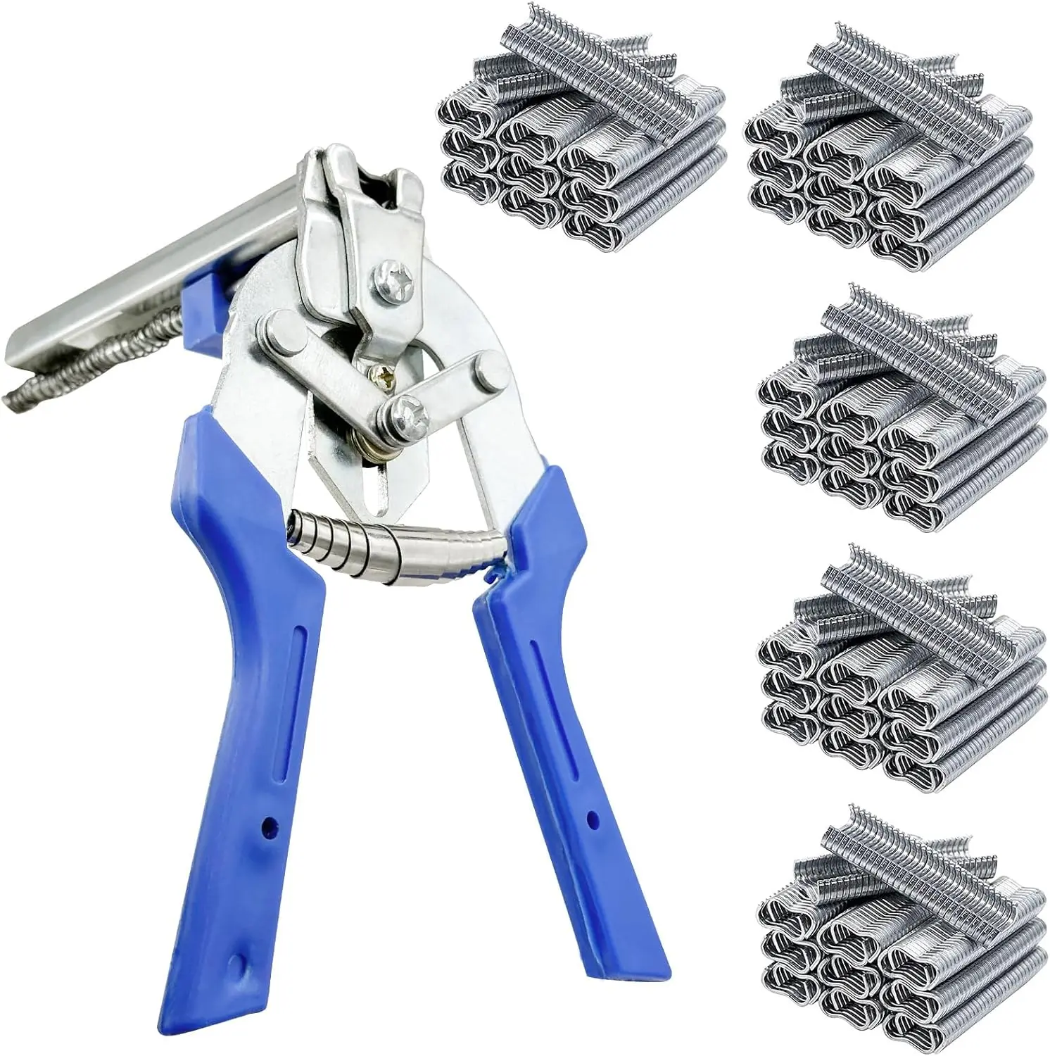 Pince à anneaux pour clous en M / 600 pièces de clips en M pour grillage de poulailler, clôture en fil métallique, pince à anneaux pour cage, pince manuelle universelle pour clôture