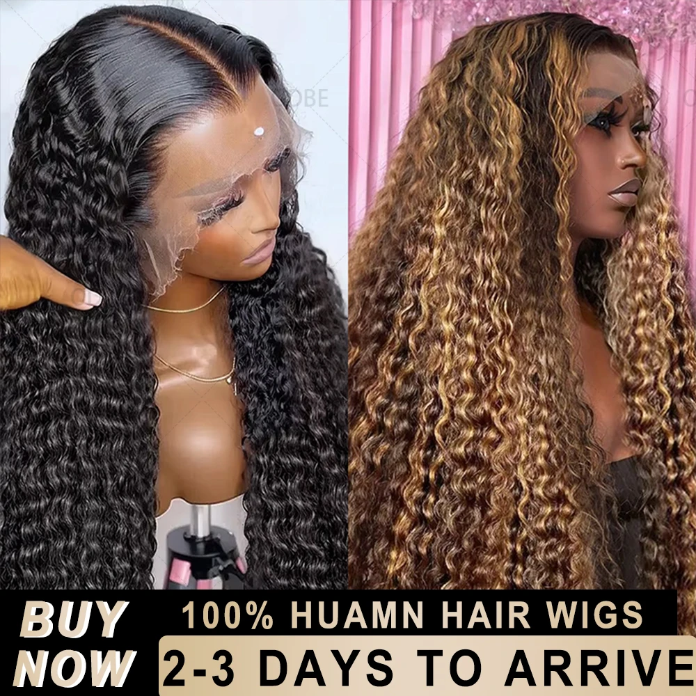 

30 40 Inch Kinky Curly Wigs 200 Density 13x6 Water Deep Wave HD Lace Frontal Wig Colored 13x5 Wet And Wavy Front Human Hair Wigs