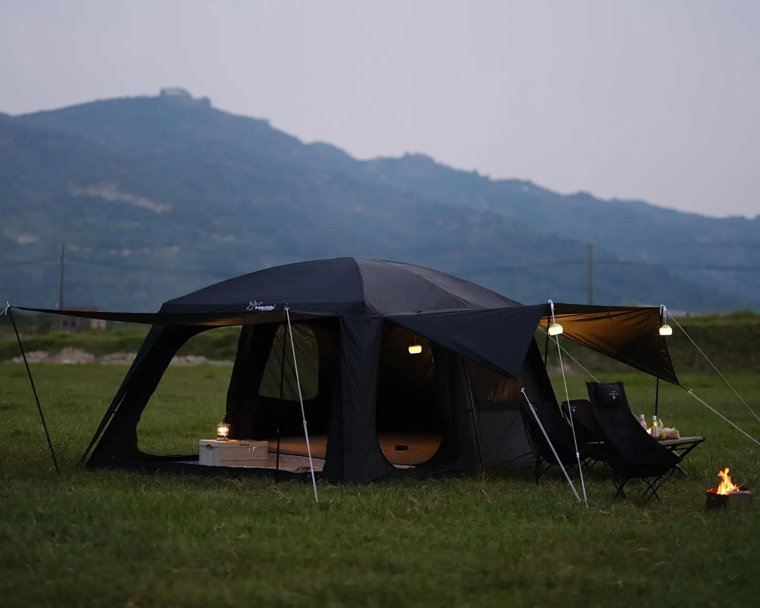 Barraca de acampamento para 8 a 10 pessoas com barracas grandes de cabine familiar de 3 portas e 2 quartos, portátil à prova d'água de camada dupla