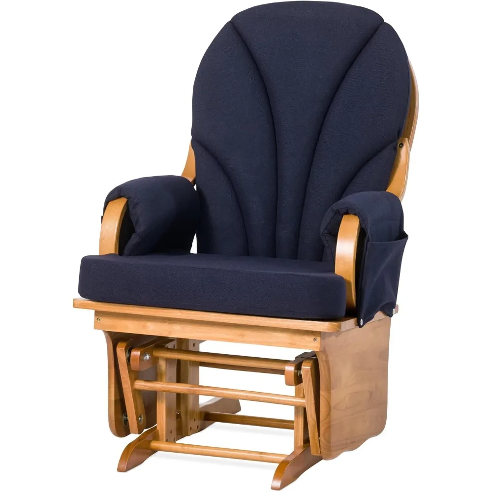 

Lullaby Wood Base Glider Rocker - Baby Feeding and Rocking Chair for Daycare Environment - Nursery Chairs with Padded Foam Arm
