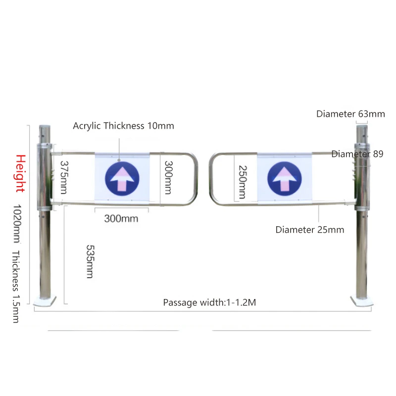 Supermarket Entrance One-way Hand Push Button Access Control 304 Stainless Steel Barrier Swing Gate Turnstile