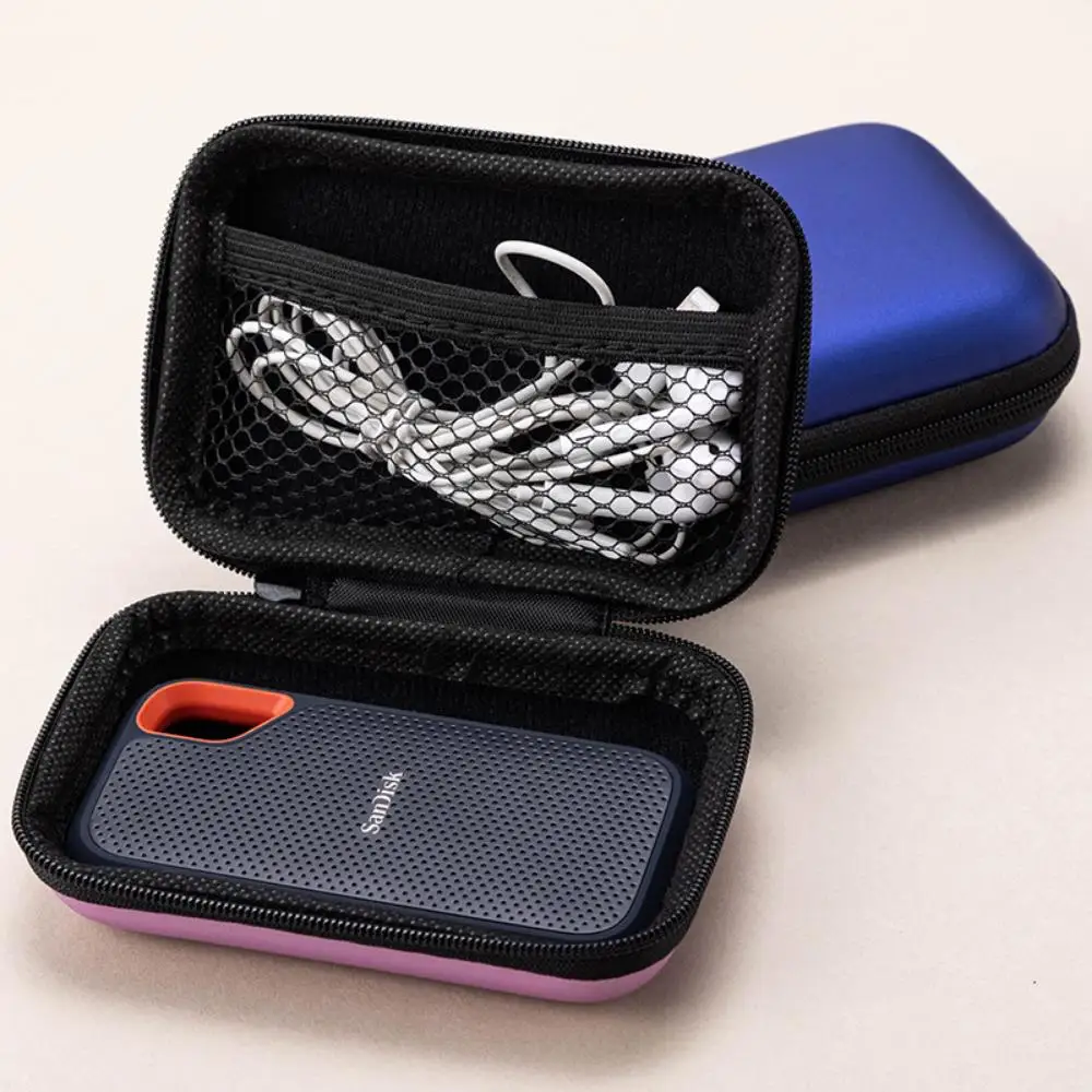 SSD Bag For SanDisk PSSD E30/E60/E61 250GB/500GB/1TB/2TB V2 Extreme Portable SD SSD Hard PU Zipper Case External Disk Cable Bag