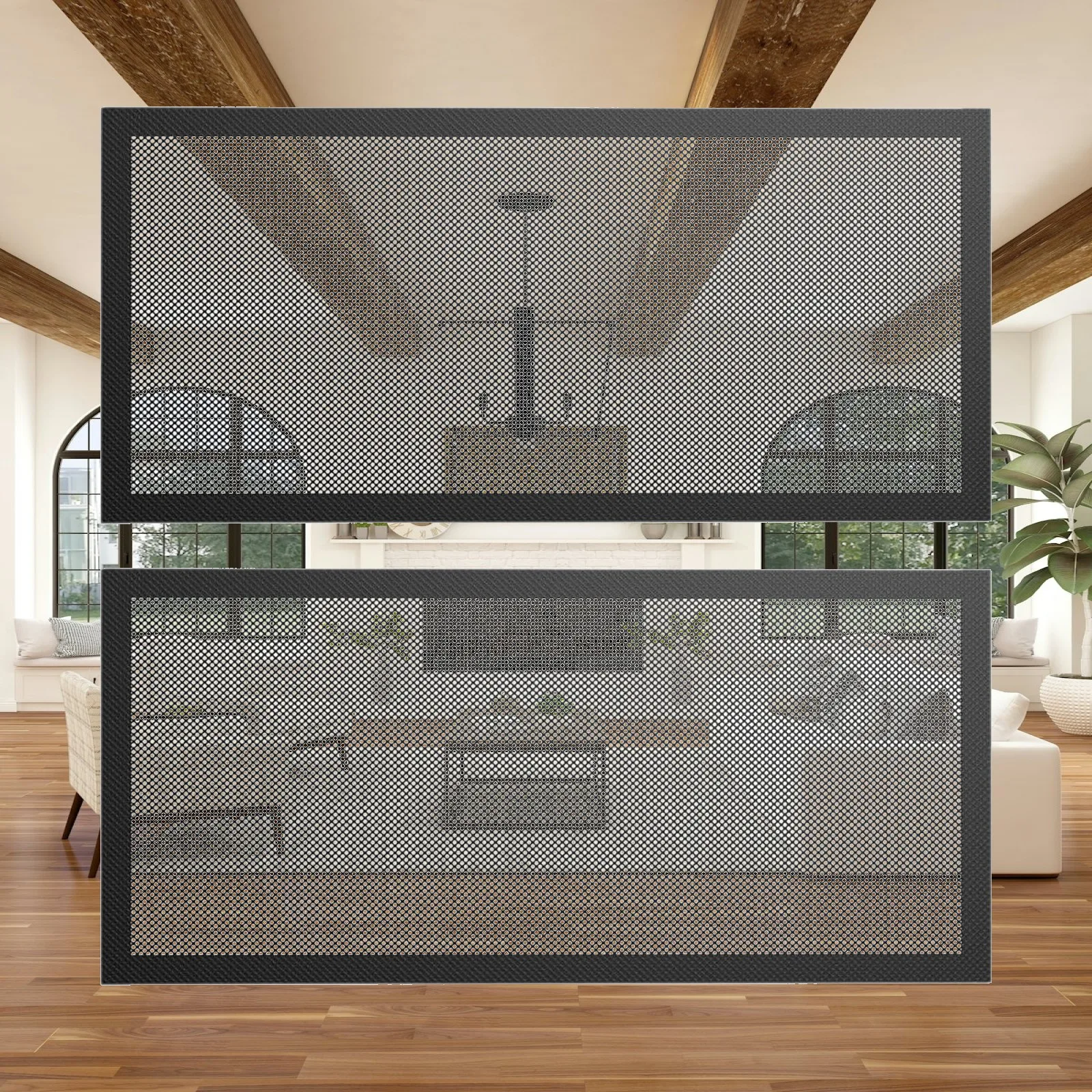 PVC Floor Vent Covers Magnetic Mesh Air Register Grille Black Rectangle for Home Decorative Use