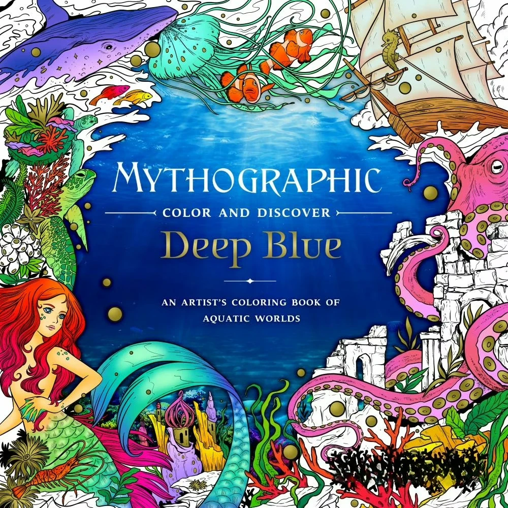 

Mythographic Color and Discover: Deep Blue: An Artist's Coloring Book of Aquatic Worlds, 96 pages (Paperback)