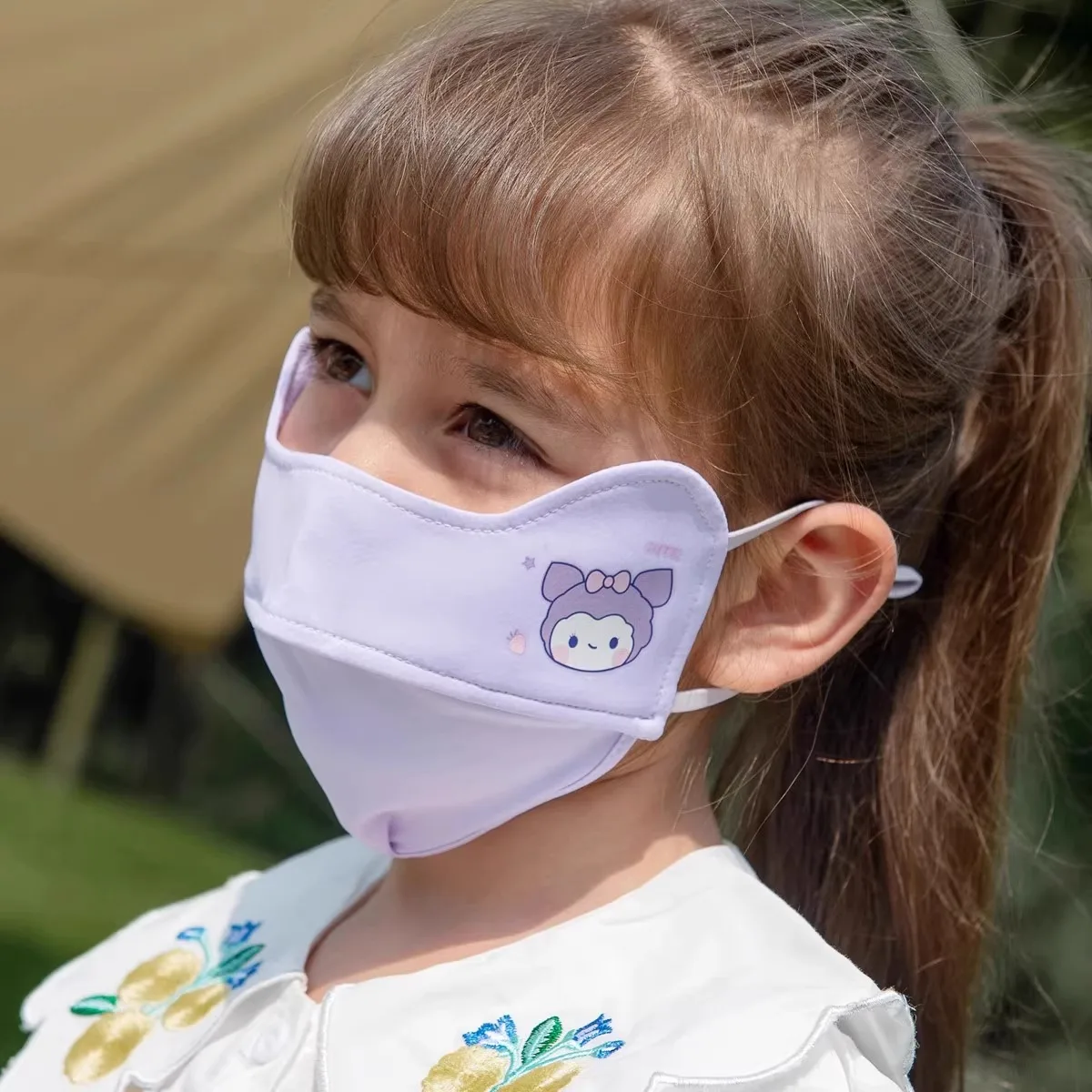 Miniso 어린이 마스크와 얼음 슬리브 세트 귀여운 만화 얼음 실크 통기성 눈 보호 3 차원 소녀 직물