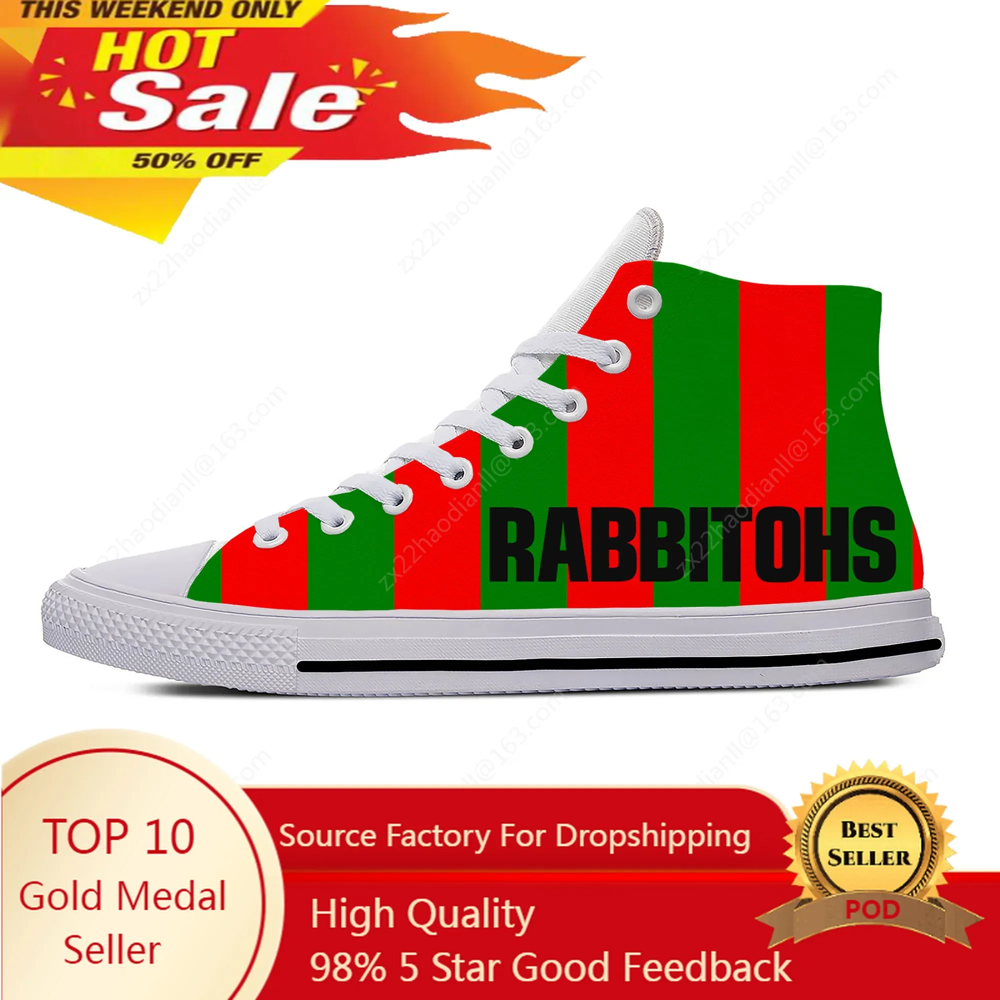 

South Sydney Rabbitohs High Top Sneakers Mens Womens Teenager Casual Shoes Canvas Shoes 3D Print Breathable Lightweight shoe