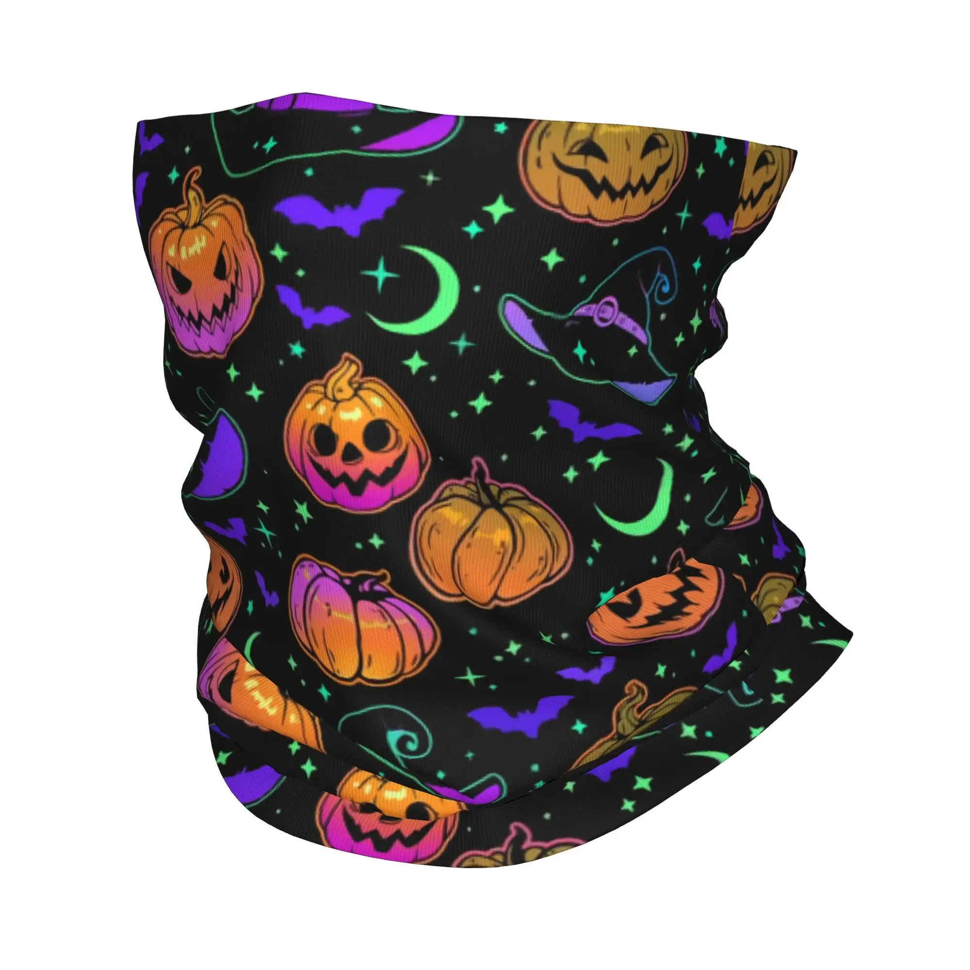 New Halloween Witch Pumpkin Bats Magic Mysterious Horror Winter Headband Neck Warmer Hiking Camping Tube Scarf  Face Bandana Gai