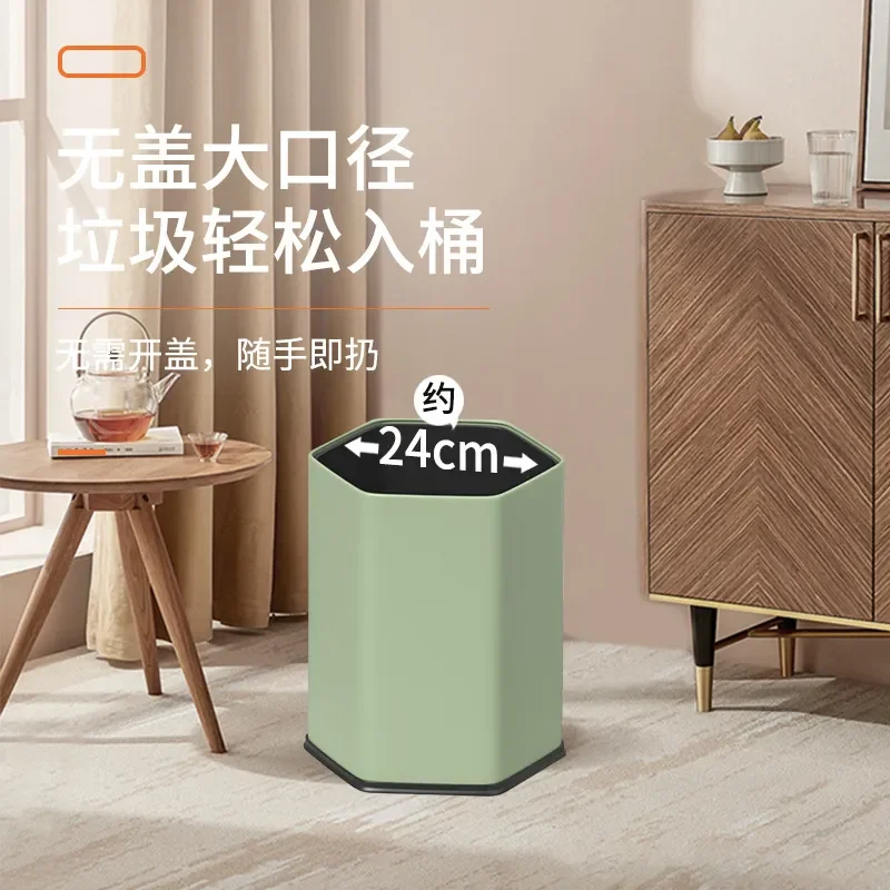 for Stainless Steel Octagonal Trash Can 15L Double Layer Light Luxury High Value Personalized Home Use Bathroom Waste Bin