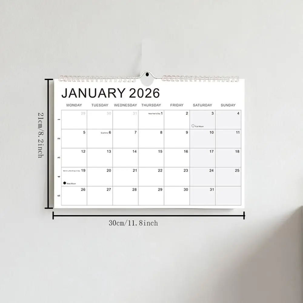 Nuovo gennaio 2026 - Giugno. Calendario 2027 2026 con gancio Calendario da parete in carta spessa Studio quotidiano Calendario inglese colorato per la casa