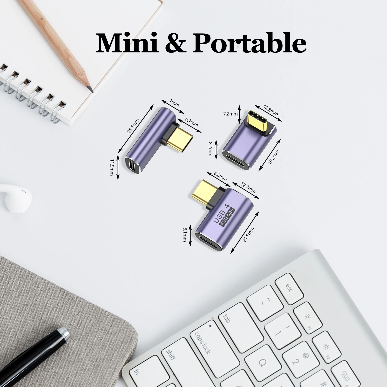 Адаптер USB C 4.0 USB-C к USB-C 4 40 Гбит/с OTG Удлинительный кабель-адаптер типа C «папа-мама» для ПК, ноутбука, смартфона