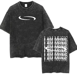 Retro Washed Playboi Carti I AM MUSIC Logo T Shirt Opium Ken Carson Narcissist Tour Antagonist Rap T-shirts Men's Oversized Tees