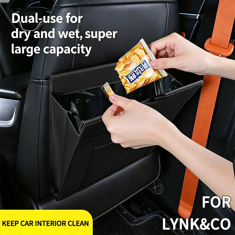 Car Seat Back Lightweight Easy‑install Trash Organizer Bag For LYNK&CO 01 Phev 02 03+ 05 06 09 EM-P PHEV 09 Car Trash Bag