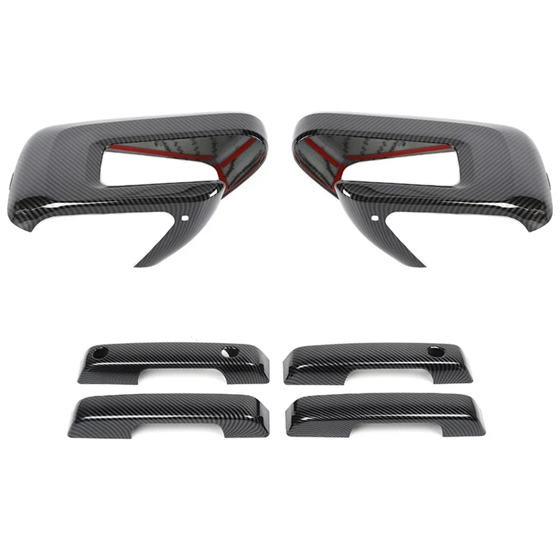 

For Ford F150 F-150 2021-2023 Side Rear View Mirror Shell Cover + Exterior Door Handle Cover Trim Accessories,ABS Carbon