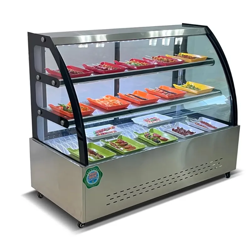 

Curved Angle Refrigerated Fresh-keeping Cabinet Commercial Barbecue Stewed Food Cooked Food Dish Cold Display