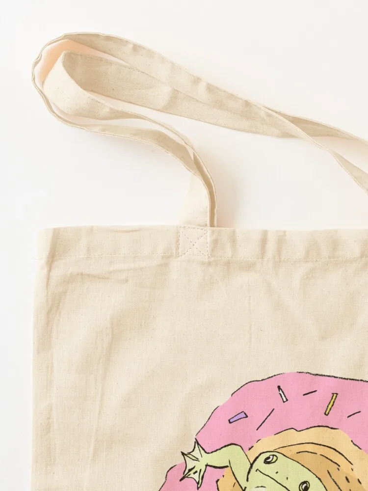 دونات الضفدع حمل حقيبة سوبر ماركت حقيبة قابلة للطي حقيبة تسوق نسائية حمل الحقائب الجمالية