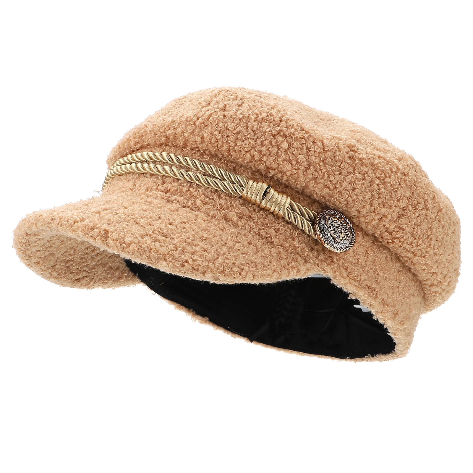 

1 pc Warm Octagonal Hat Lambwool Comfortable Stylish Women Visor Caps Fashionable Beanie Beret Ladies Practical Warmth