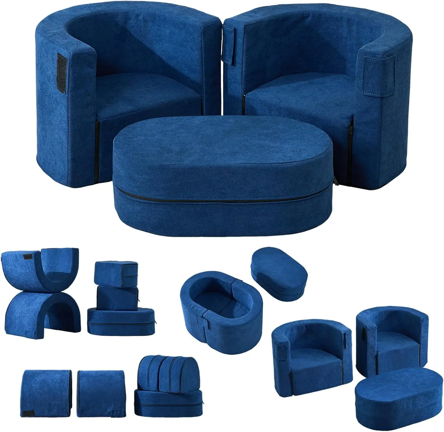 Kids Play Couch Chair 5pcs, Toddler Creativing Couch Kids Sofa Chair Set for Playroom Furniture, Foam Floor Cushion for Children