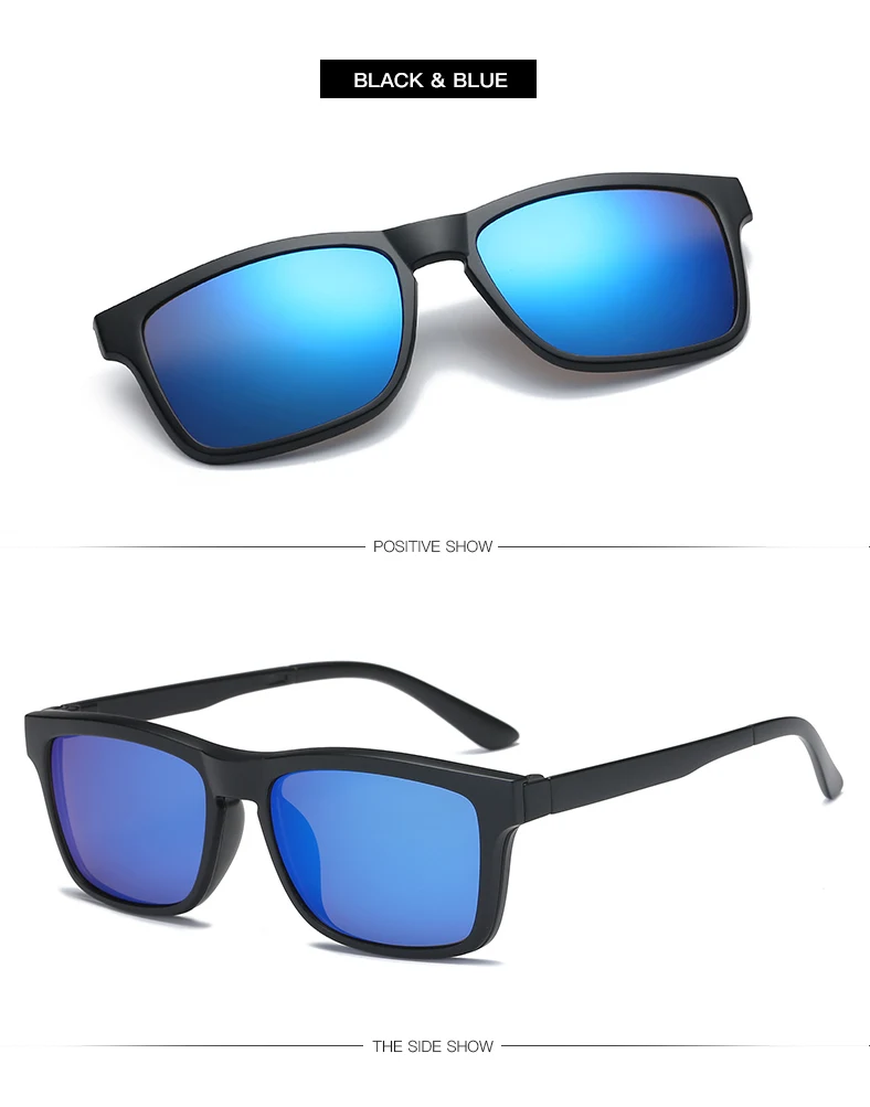 Magnetische Sonnenbrille für Männer und Frauen Clip-On-Brille Quadratische Optische Korrekturbrille für Kurzsichtigkeit Herren Outdoor-Angelbrille UV400-Schutz – Detail 7