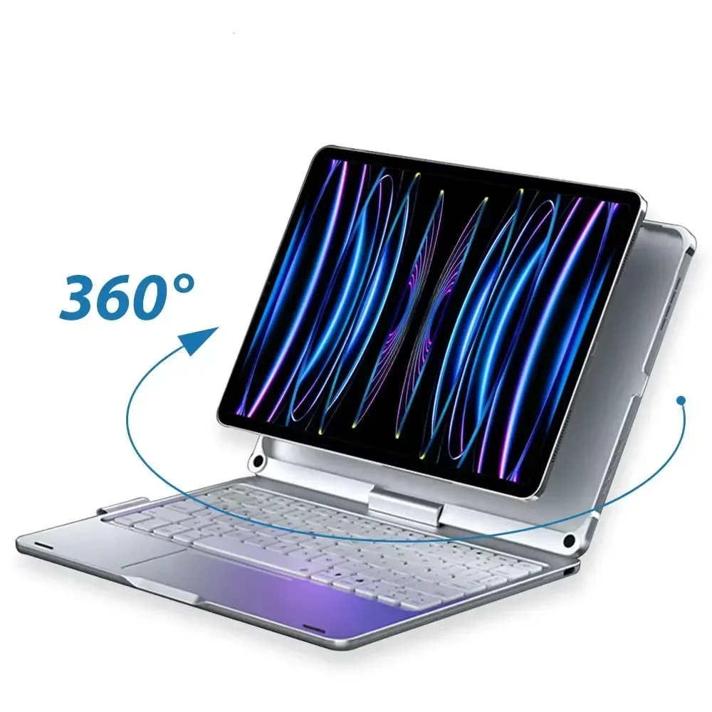 Backlit 360 Rotate Magic Keyboard Case For iPad Air11 13 2024 M2 Pro 11 12.9 10.5 10.2 7/8/9th10th ,iPad Cover For Air 4 5 Funda