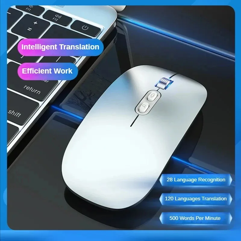 Ai Intelligent Voice Wireless Bluetooth Mouse Voice Input Text Translation 1600Dpi 2.4Ghz 2.4G Wireless Connection Optical Mouse