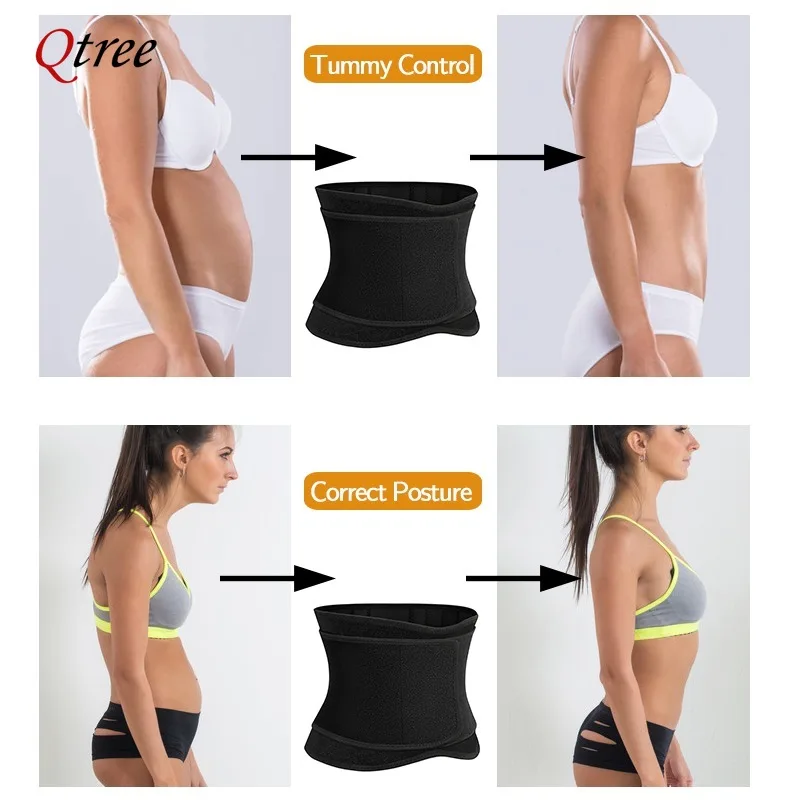 Qtree Waist Trainer Cincher Belt for Women Tummy Control Sauna Sweat Trimmer Body Shaper Sport Girdle Workout Slim Belly Band