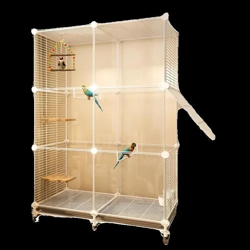 for Large Luxury Bird Cage Splash Proof Villa Style for Cockatoo Thrush Starling Household Pet Supplies