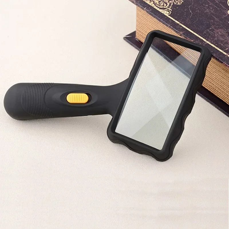 100x50mm Rectangular Helping Hands Mirror Magnifying Glass with Light 2LED 2x Magnifier for Reading and Book Viewing Loupe