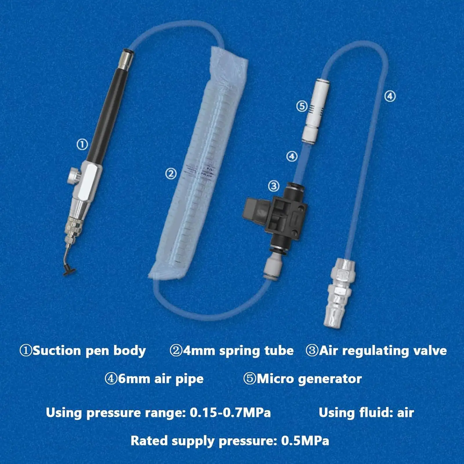 Pneumatic Vacuum Suction Pen Set Working Pressure 0.15-0.7mpa for Workshops
