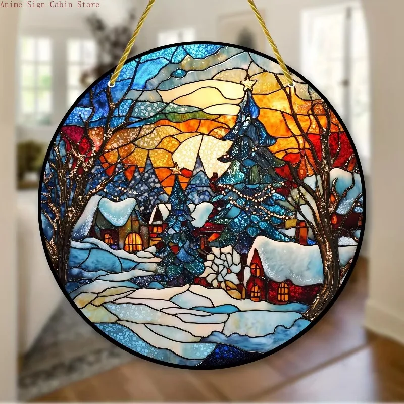 2D Jesus Comes Suncatcher, Nativity Scene Acrylic Wall Hanging Christmas Decorative Sign & Plaque Gift for Family and Friends