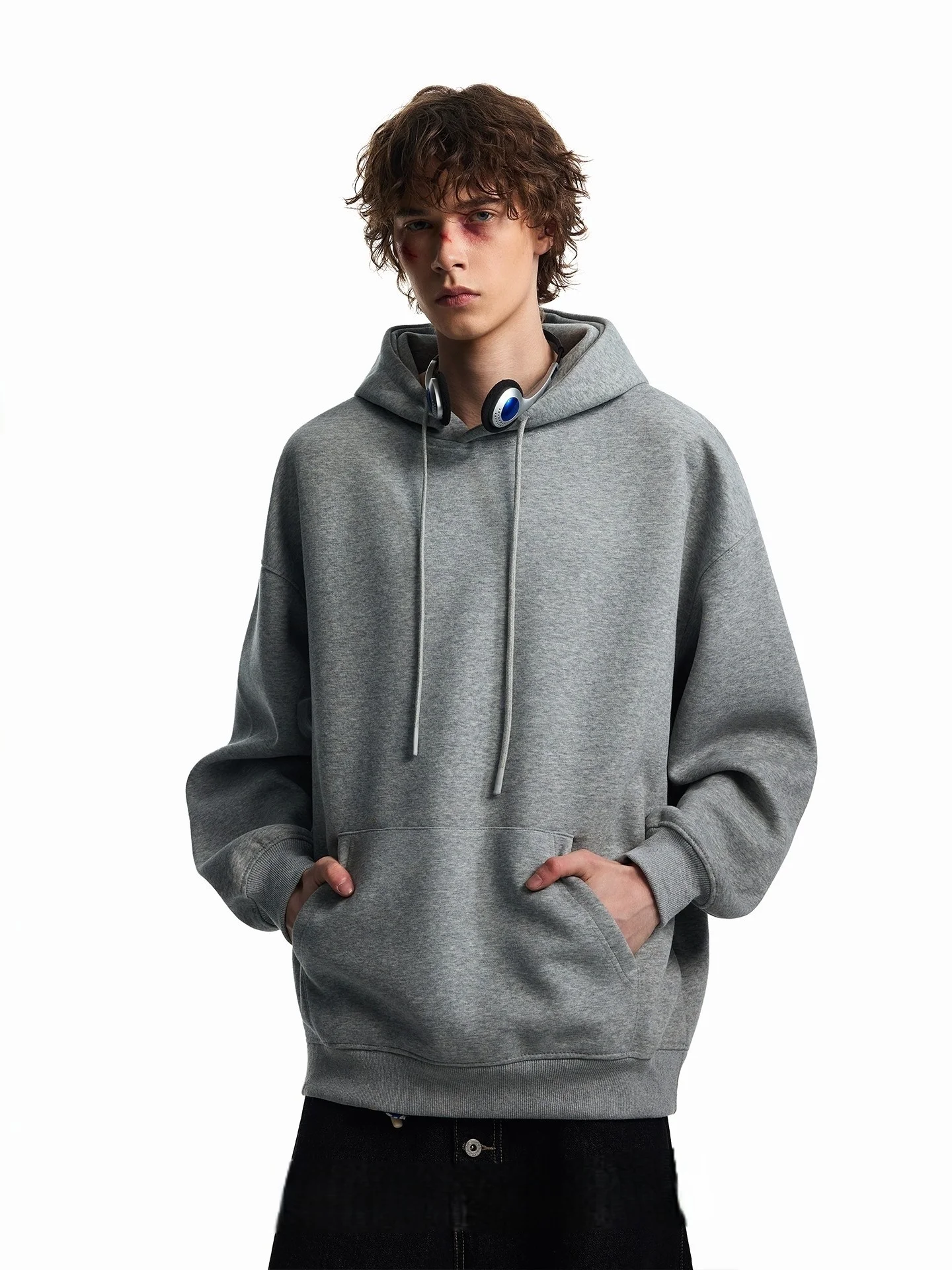 

Мужские худи на молнии с капюшоном, свободные, дышащие, вафельные, летние, в стиле Academia, темные, с металлическим декором Cloud Bikers