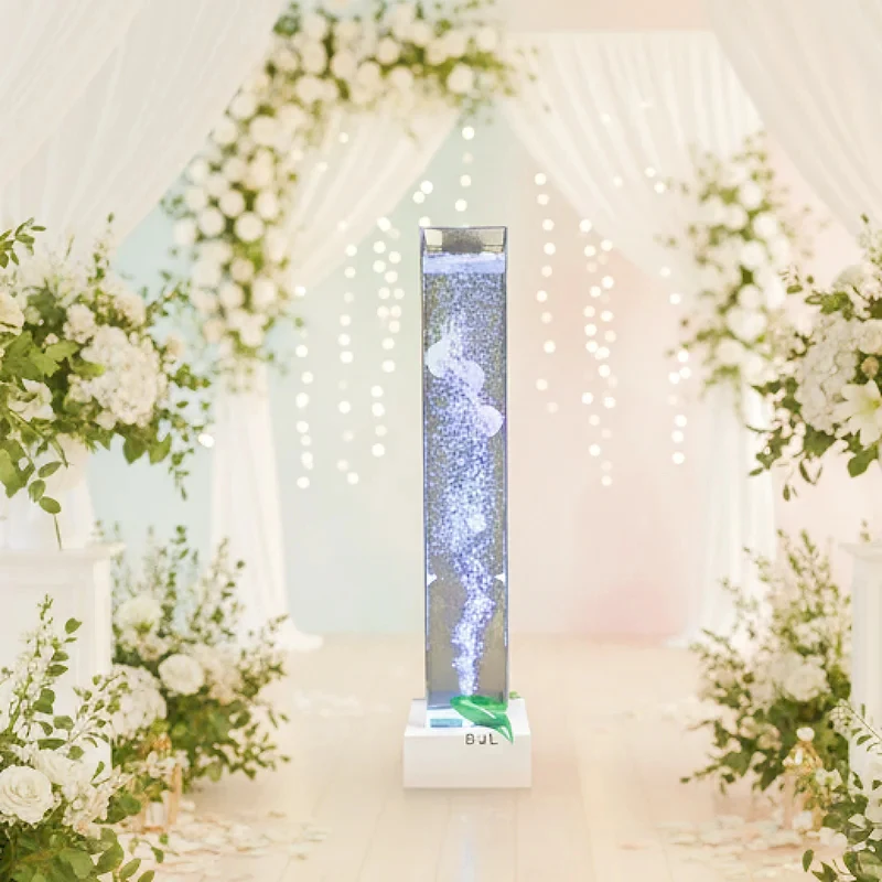 

custom.LED Color Changing Acrylic square Tube Dancing Fountain Bubble Pillar Tube Wedding Decoration