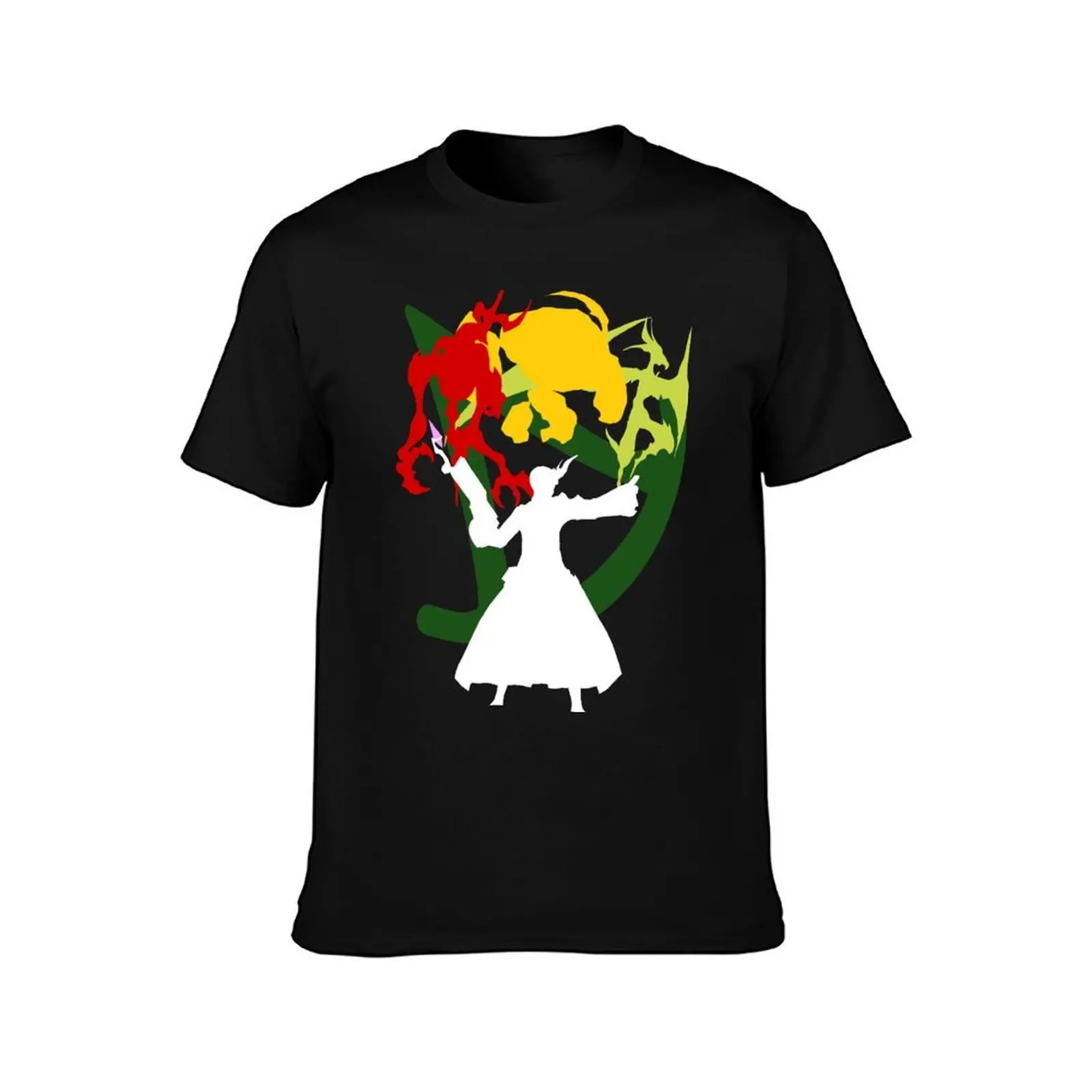 Summoner Egis (White Silhouette) T-Shirt, Summer Casual Cotton Tee, Oversized Streetwear Tops, Vintage Graphic Print
