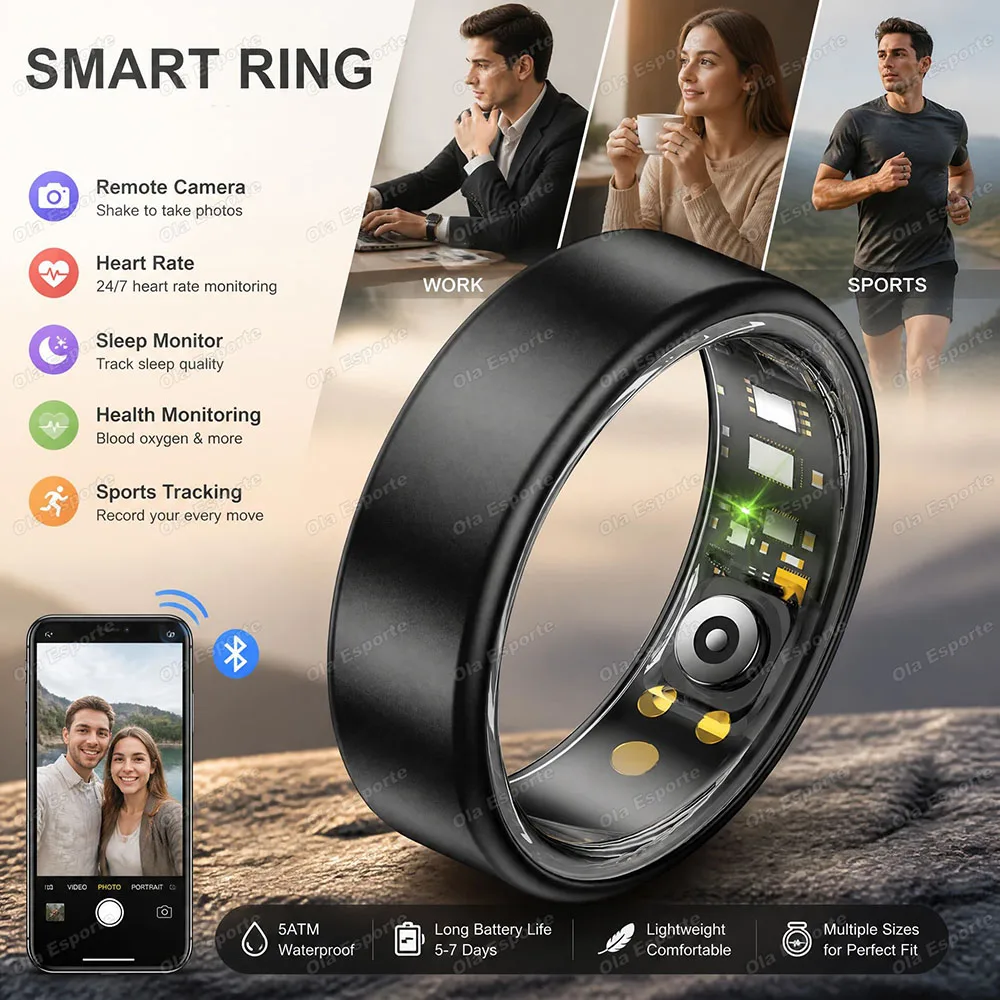 7 Colors Smart Ring 2026 Heart Rate Sleep Monitoring Remote Camera Count Steps Sport Mode Ring Outdoor Waterproof Smartring SY15