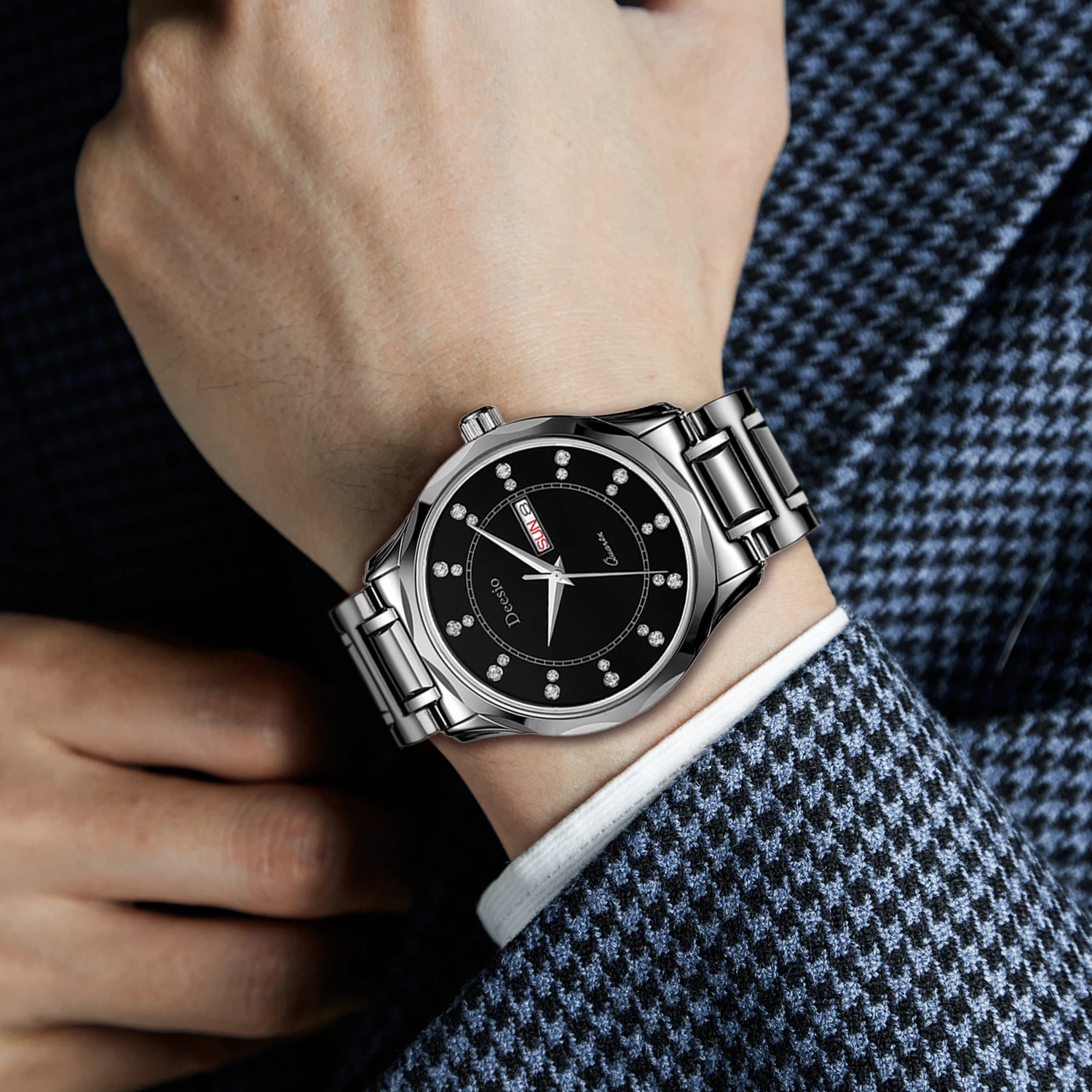 Deesio Luxury Couple Watches Gift Matching Business Automatic & Quartz Watch Japanese Movement Stainless Steel Waterproof 30m