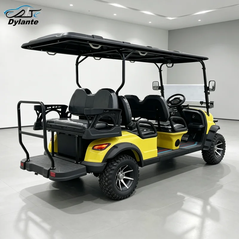 All Terrain 4 Seater Electric Golf Cart 4 Wheel Disc Brake Lifted Golf Buggy With Multimedia Display Panel