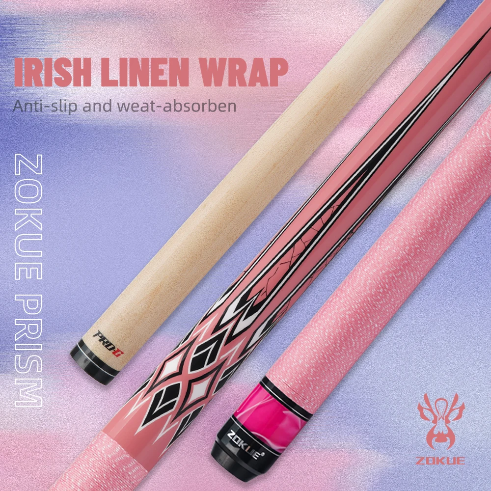 

Zokue Pink Pool Cue 11.5/12.5mm North American Hard Maple Shaft Radial Pin for billiards Cue Set