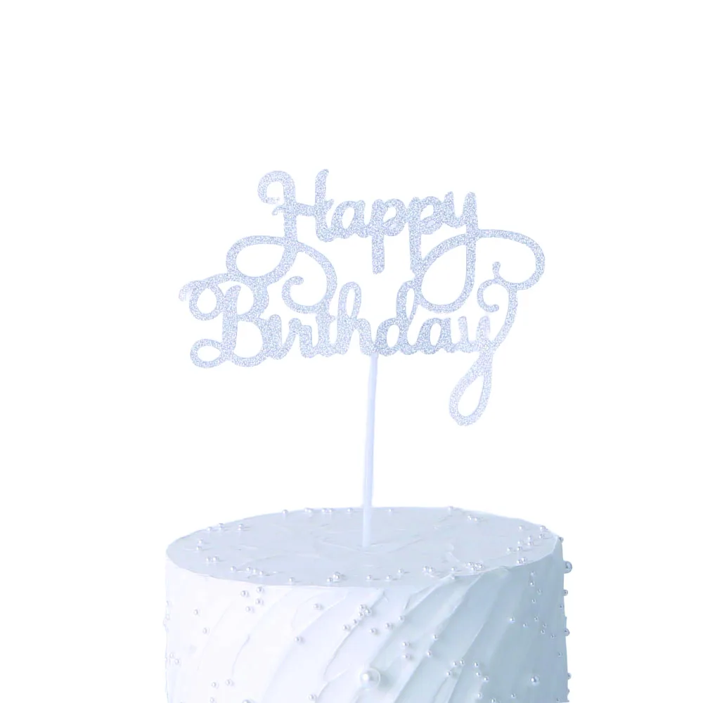 50 Stück 5 Farben alles Gute zum Geburtstag Kuchendeckel Glitzer Geburtstagstorte Topper Cupcake Topper Kuchendekorationen Partyzubehör – Detail 5
