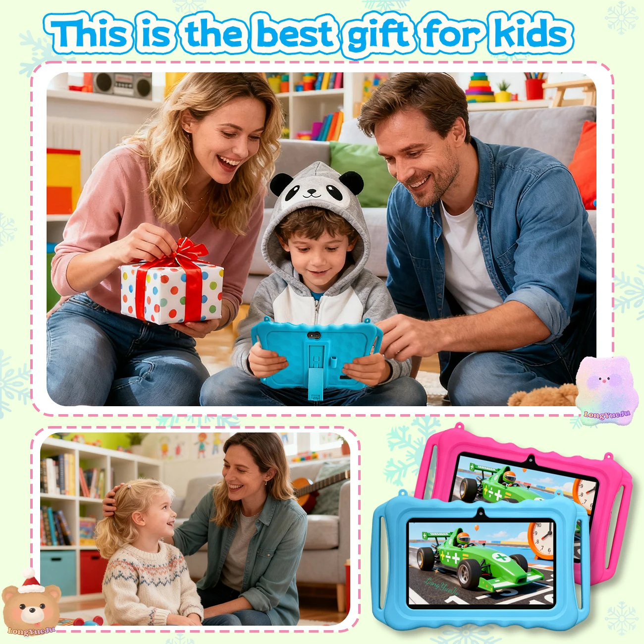 تابلت أندرويد 7 بوصة، 2 جيجابايت + 32 جيجابايت، تحكم بالأبوية، تابلت تعليمي، حافظة واقية، هدية للعطلات، متوفر باللون الأزرق/الوردي #2