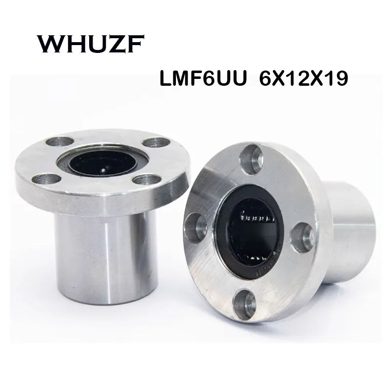 cnc 3d printers WHFLY 10Pcs/Lot LMF6UU 6X12X9mm Round Flange Linear Motion Bearing Bushing Ball Bearing CNC Parts Brand New 레일