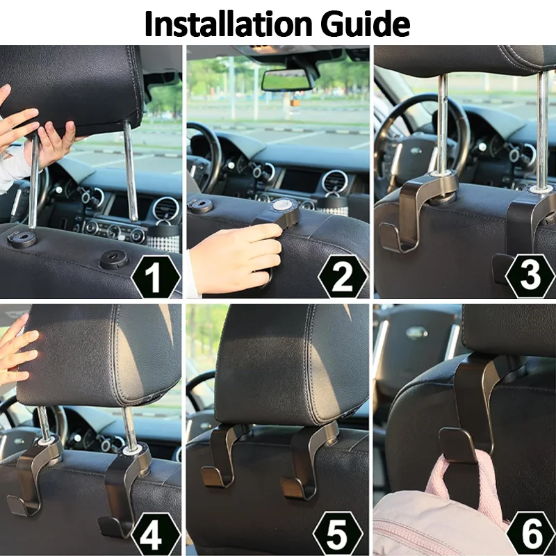 Universal 2PCS Car Seat Hook Auto Headrest Bag Hanger Holder Organizer for Purse Bag Coat
