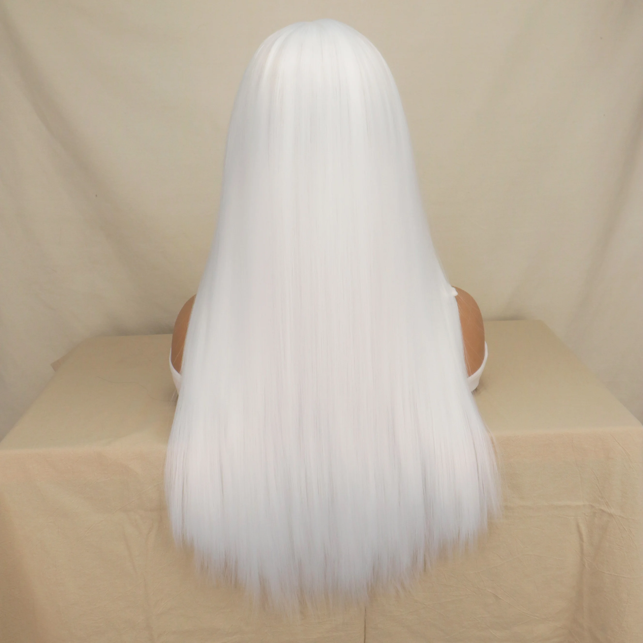 Perruque Synthétique Longue et Lisse Blanche pour Femme, Costume, Anime, Cosplay, ixd'Halloween